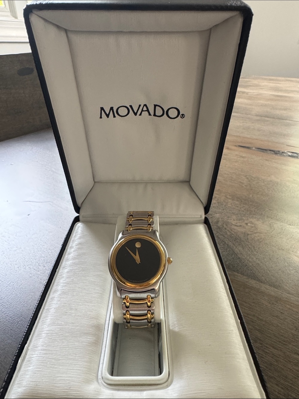 Movado Two-Tone Black Dial Bracelet Watch